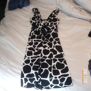 Star Vixen Black and White Patterned Midi Dress